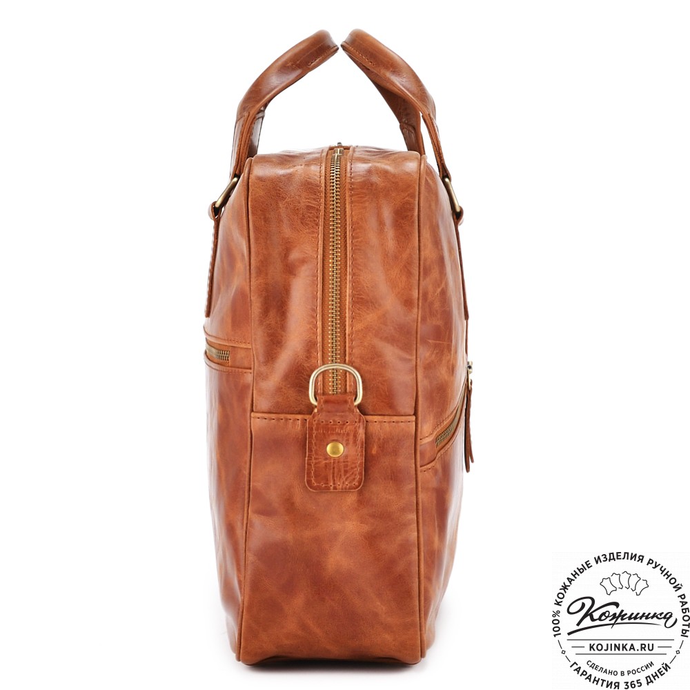 Кожаная деловая сумка "Окленд нью" (рыжий антик)